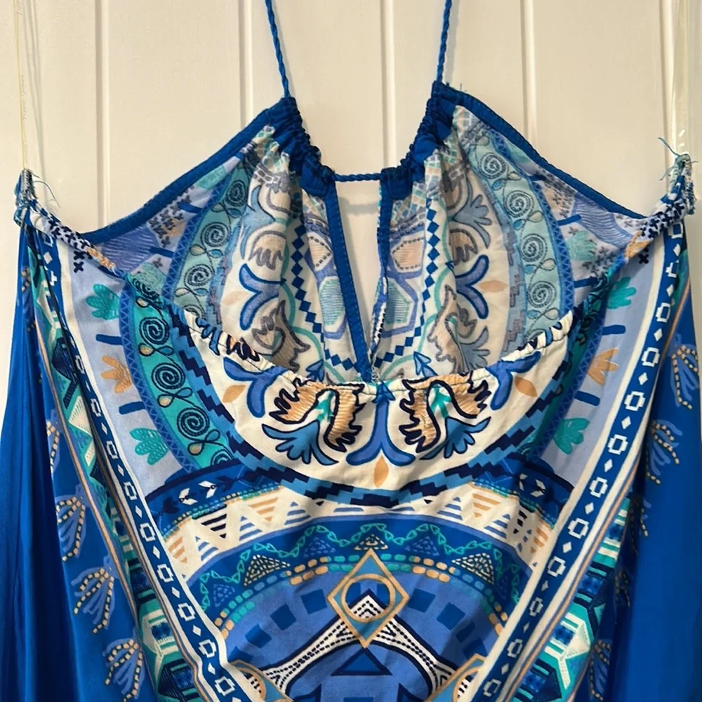 Flying Tomato Blue Maxi Geometric Back Tie Dress - Picture 7 of 9